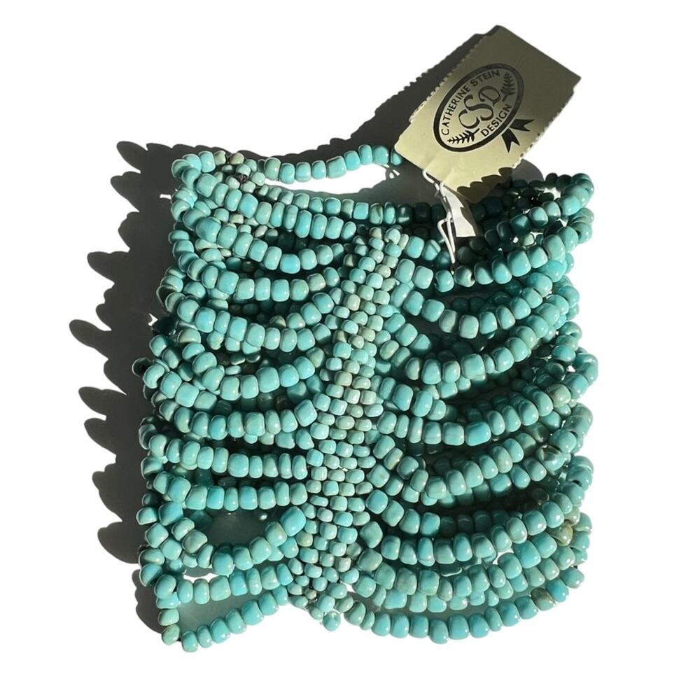 Catherine Stein design seedbead turquoise cuff bracelet NWT